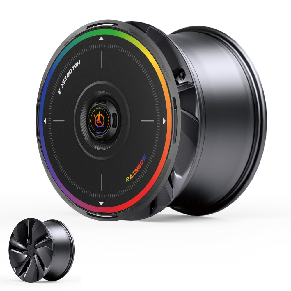 HALODISC 2 Wheel Covers for Tesla Model Y Juniper 19" Crossflow Wheels丨Rainbow Road