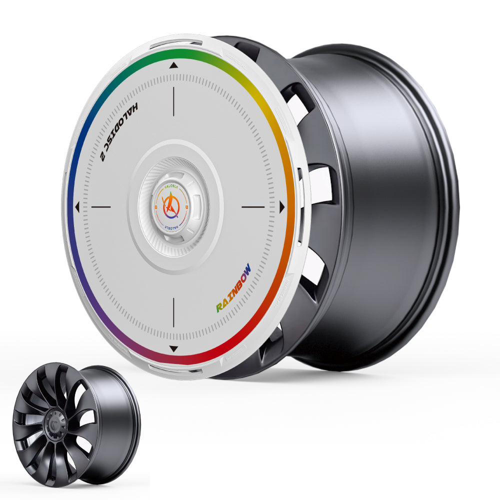 HALODISC 2 Wheel Covers for Tesla Model Y 21" Überturbine Wheels丨Rainbow Road
