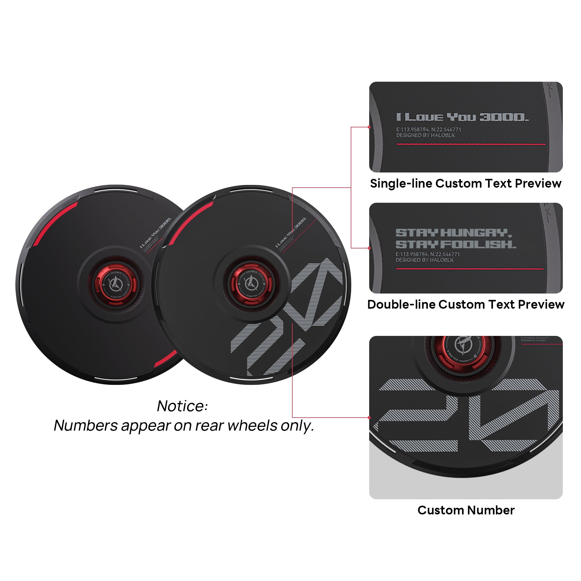HALODISC 2 Wheel Covers for Tesla | Custom Numbers - Black