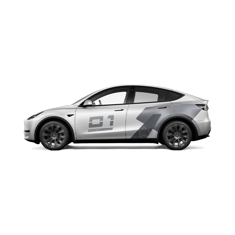 Custom Printable Vinyl Wrap for Tesla Model Y - Silver White - HALOBLK Store