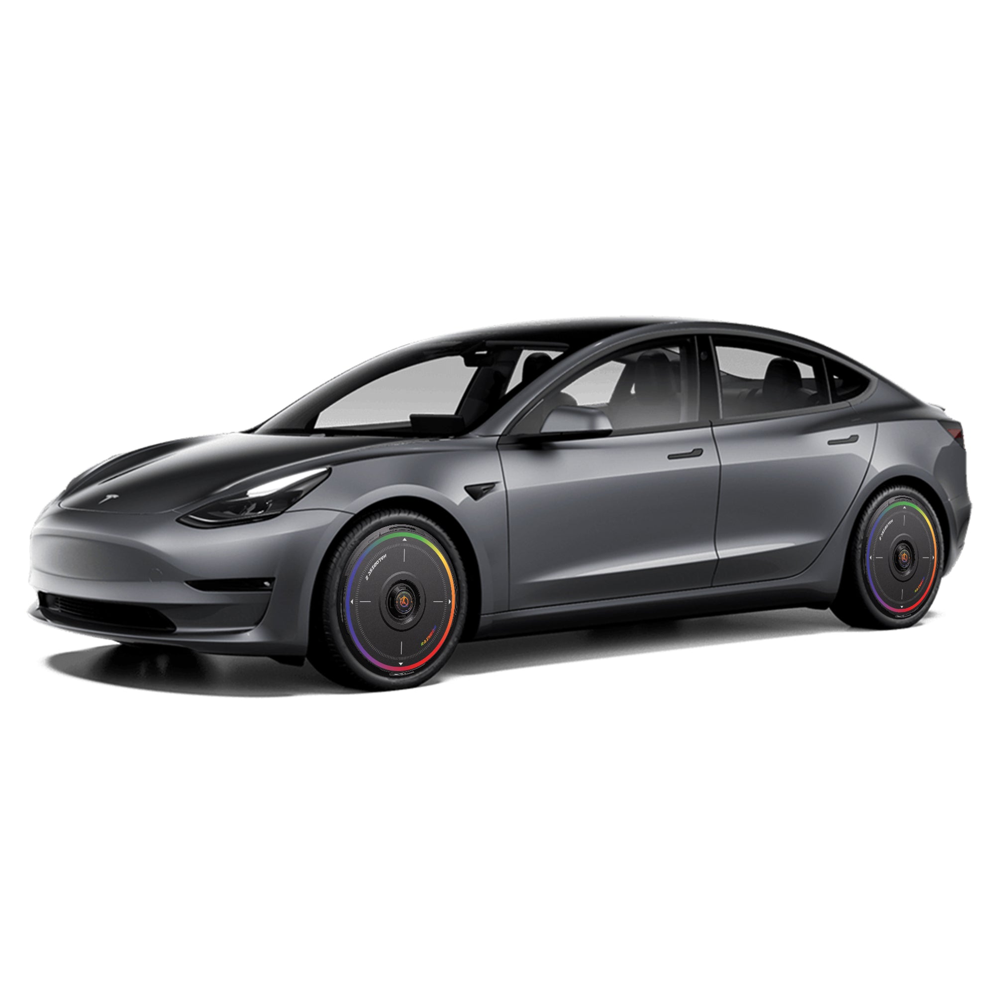 HALODISC 2 Wheel Covers for Tesla Model 3 2017-2018 19" Power Sports Wheels丨Rainbow Road