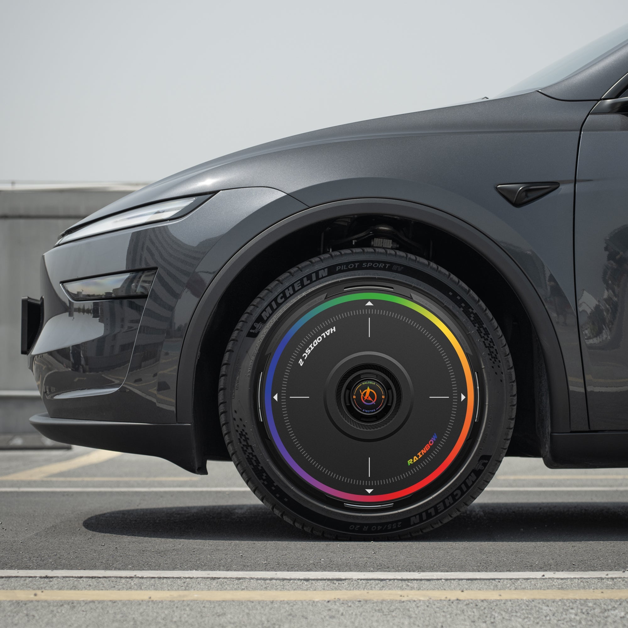 HALODISC 2 Wheel Covers for Tesla Model Y Juniper 19" Crossflow Wheels丨Rainbow Road - HALOBLK Store